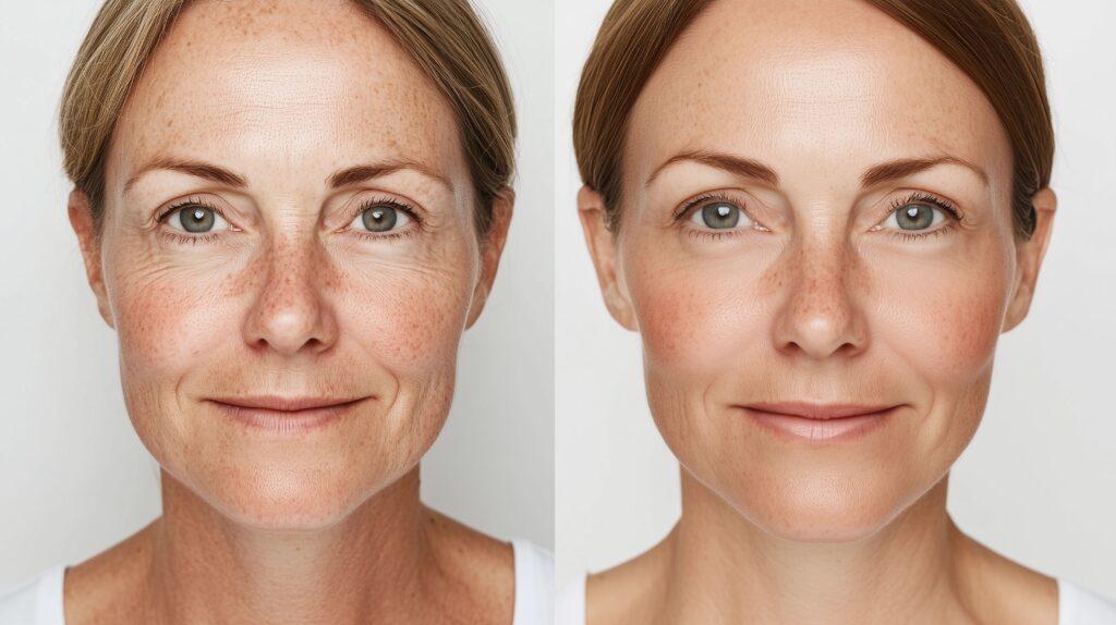 Before and after Botox treatment showcasing reduced wrinkles and smoother skin.